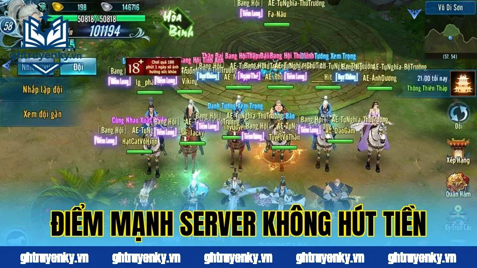 Điểm mạnh server không hút tiền